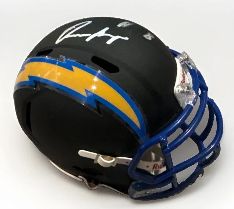 OMARION HAMPTON signed LOS ANGELES CHARGERS mini football helmet BECKETT BS22782