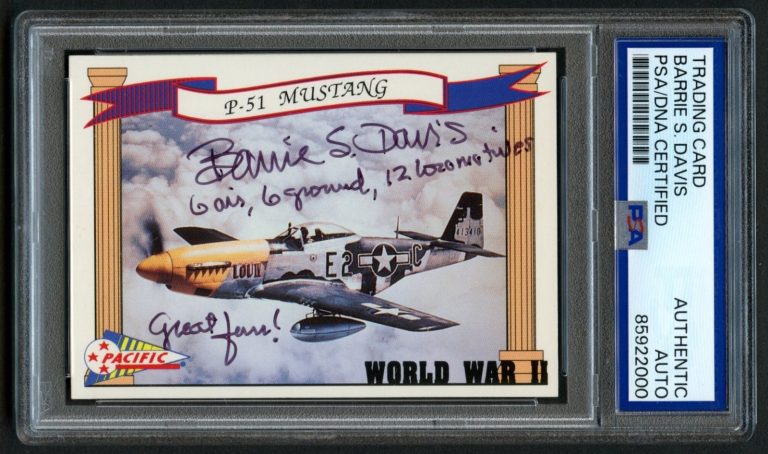 Barrie S Davis signed autograph 1992 Pacific Trading Card WWII PSA Slab