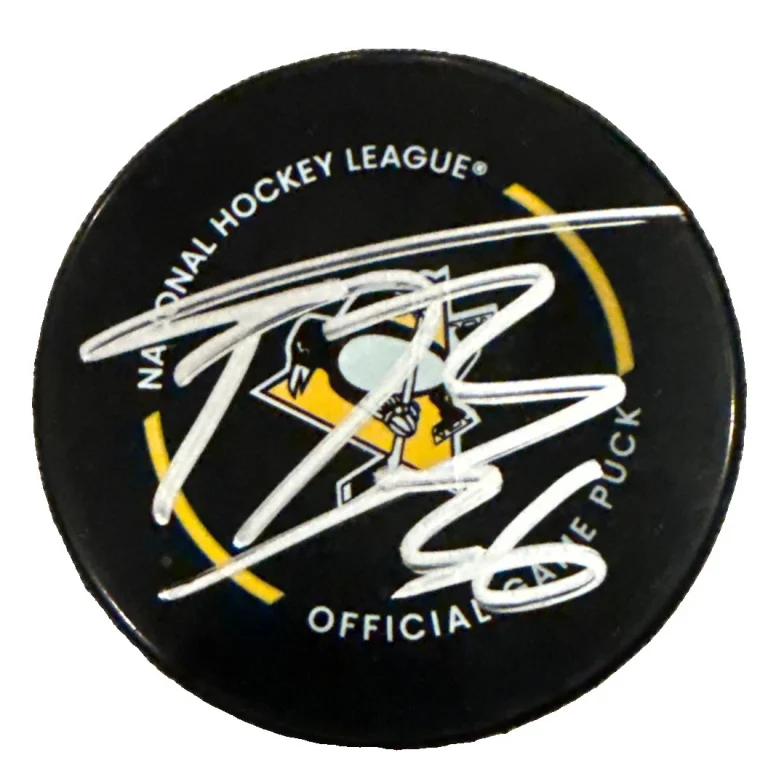 TRISTAN BRONZ signed (PITTSBURGH PENGUINS) hockey game puck JSA CM05301
