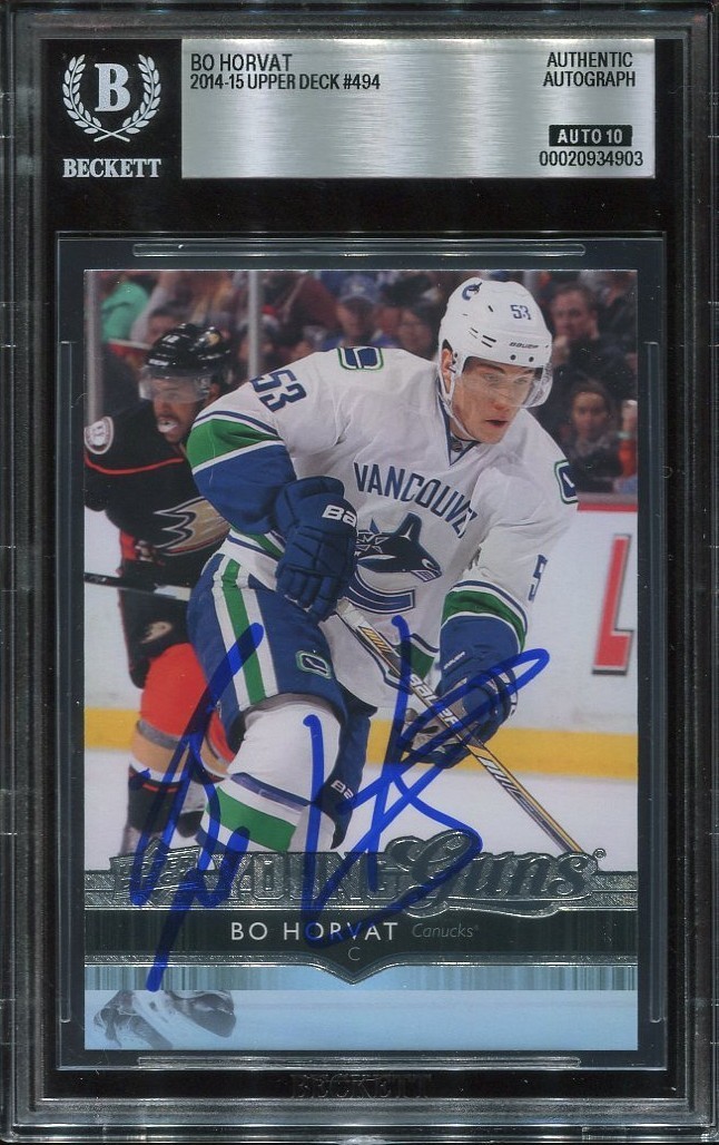 BO HORVAT signed auto 2014 UD YOUNG GUNS ROOKIE CARD RC YG BECKETT 10 (BAS)