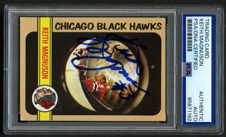Keith Magnuson #87 signed autograph Blackhawks 1972-73 Topps PSA Slabbed