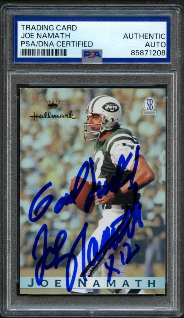 Joe Namath #HK3 signed autograph New York Jets Hallmark Card PSA Slabbed