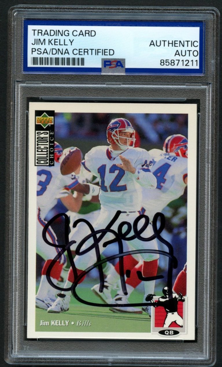Jim Kelly #61 signed autograph Buffalo Bills Trading 1994 Upper Deck PSA Slabbed