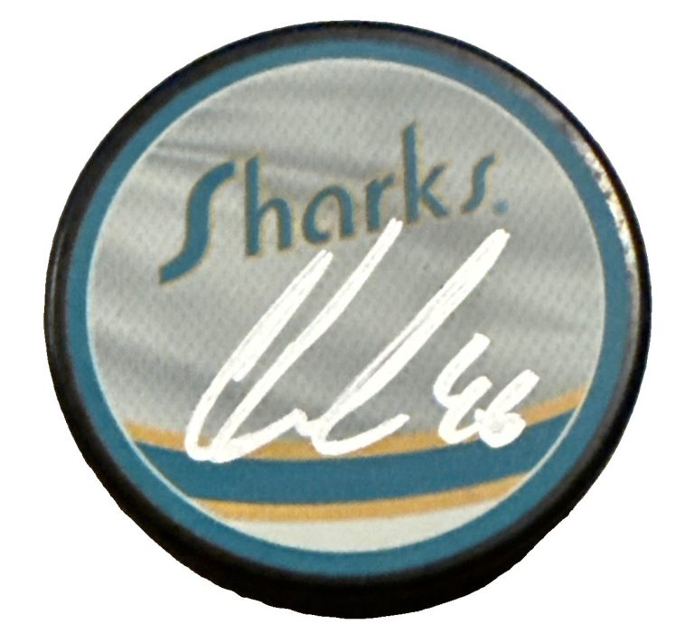 CAM LUND signed (SAN JOSE SHARKS) Reverse Retro Hockey puck JSA COA CM05126