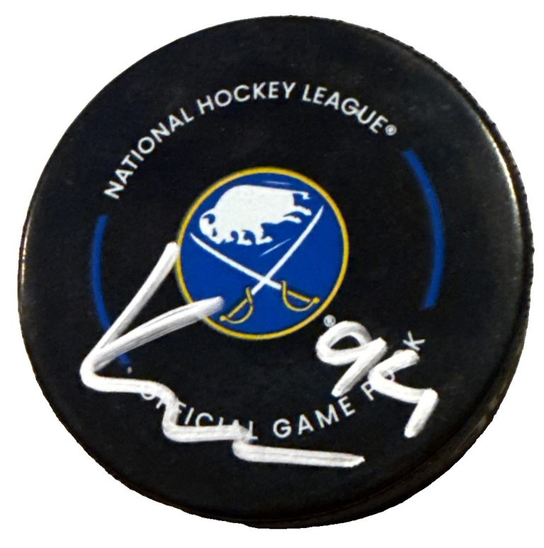 KONSTA HELENIUS signed (BUFFALO SABRES) Official Game puck JSA COA CM05054