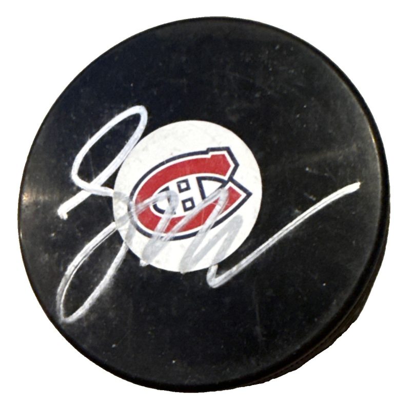 LANE HUTSON signed (MONTREAL CANADIENS) souvenir hockey puck BECKETT BW61546