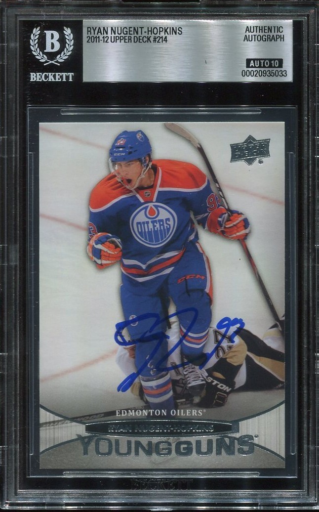 RYAN NUGENT HOPKINS signed 2011 UD YOUNG GUNS ROOKIE CARD RC YG BECKETT 10 (BAS)