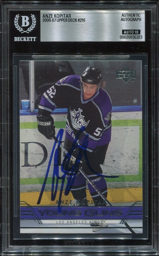 ANZE KOPITAR signed auto 2006 UD YOUNG GUNS ROOKIE CARD RC YG BECKETT 10 (BAS)