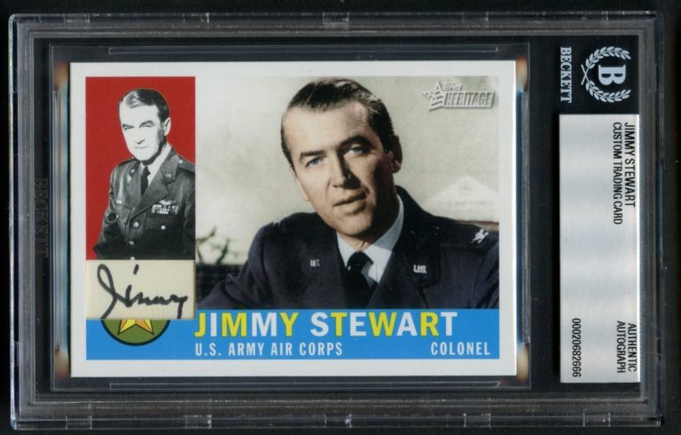 Jimmy Stewart signed autograph Custom Cut US Air Corps. Colonel BAS Slabbed