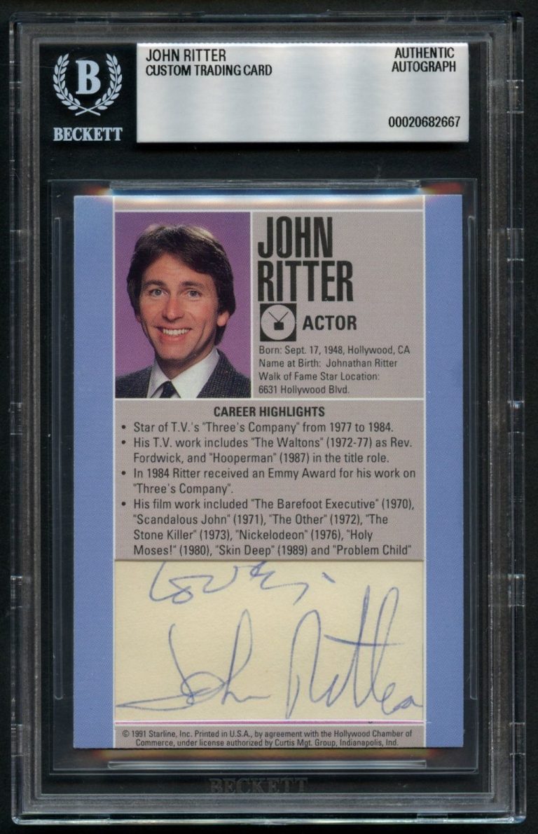 John Ritter signed autograph Custom Cut Actor Three's Company BAS Slabbed