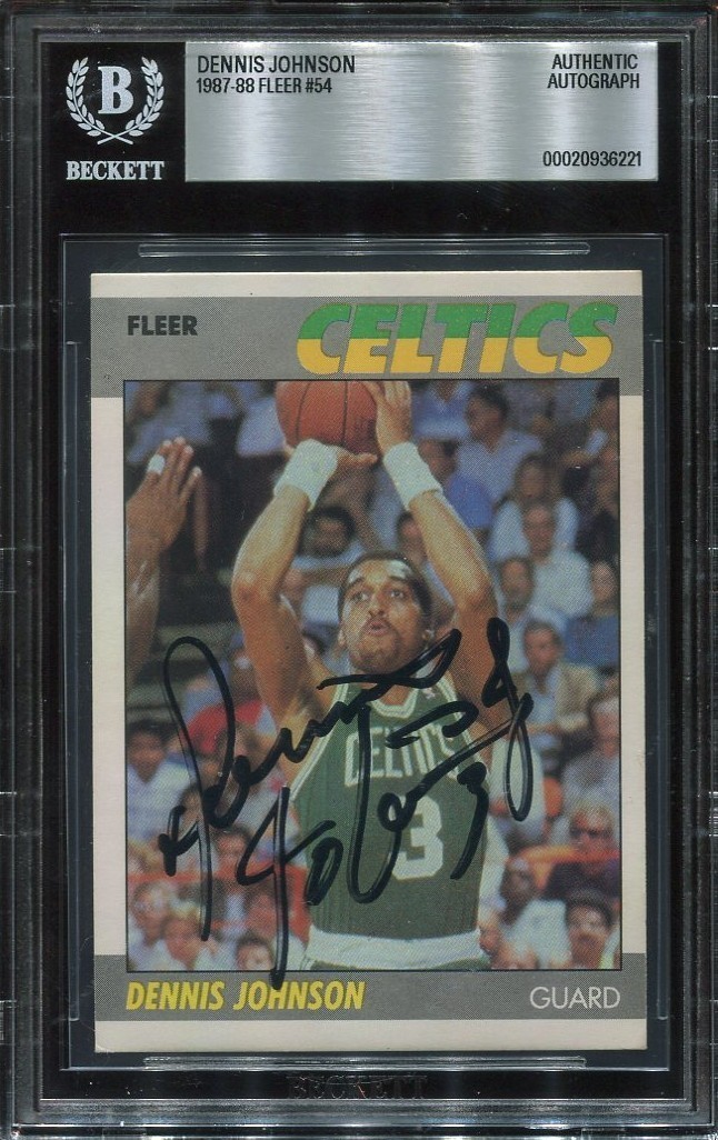 DENNIS JOHNSON signed autographed 1987 FLEER CARD BECKETT (BAS) RARE DECEASED
