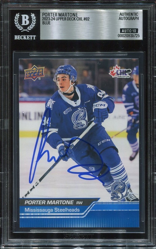 PORTER MARTONE signed auto 2023 UPPER DECK CHL ROOKIE CARD RC BECKETT 10 (BAS)