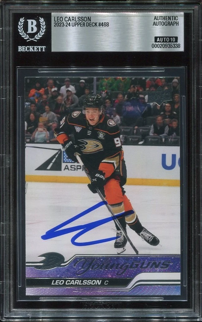 LEO CARLSSON signed auto 2023 UD YOUNG GUNS ROOKIE CARD RC YG BECKETT 10 (BAS)