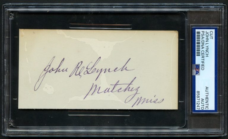 John Roy Lynch d1939 signed 3x5 cut African American Political Leader PSA Slab