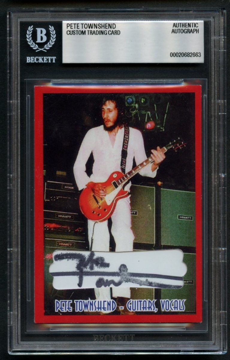 Pete Townshend signed autograph Custom Cut Co-Founder of The Who BAS Slabbed
