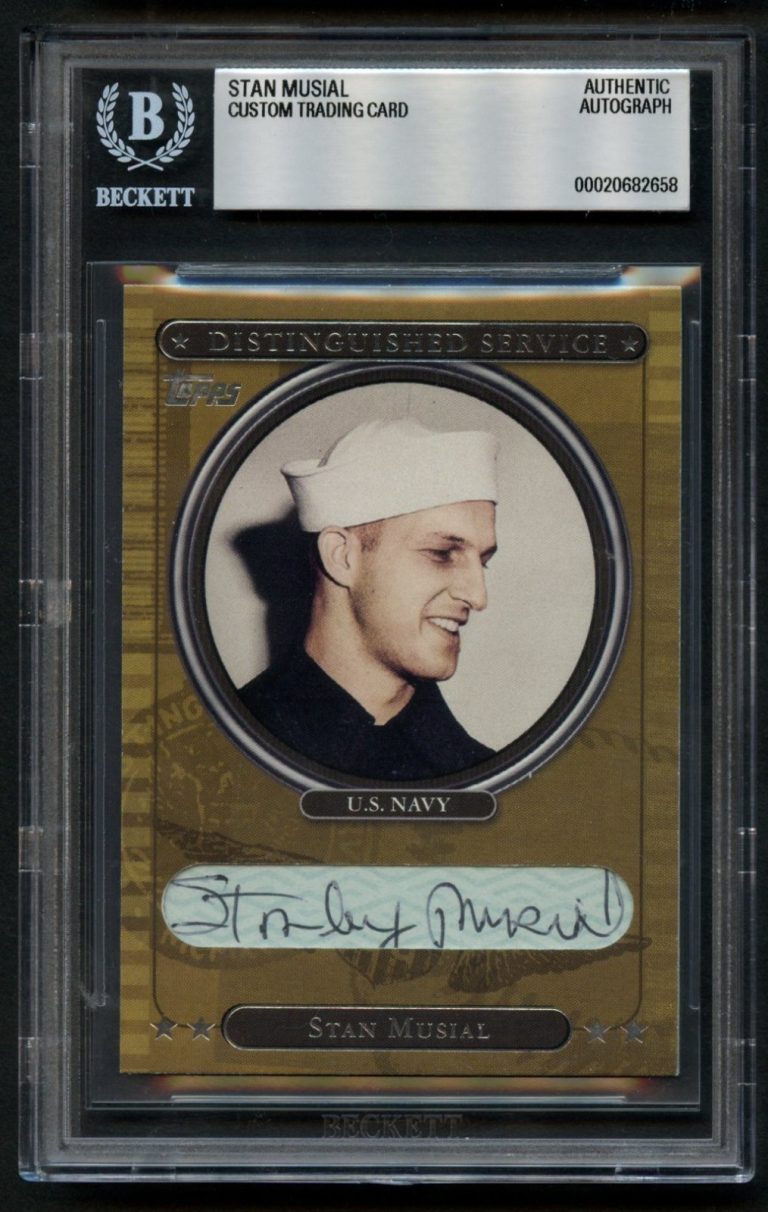Stan Musial signed autograph Custom Cut Distinguished Service Card BAS Slabbed