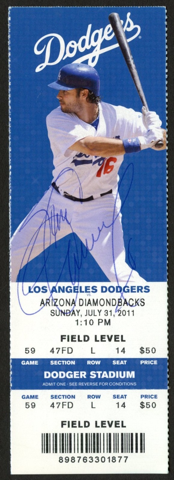 Steve Garvey signed autograph Baseball Player July 31 2011 Game Ticket