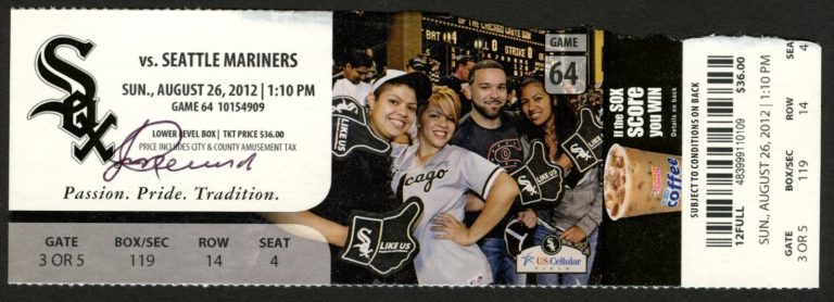 Jerry Reinsdorf signed autograph Owner Chicago Bulls August 26 2012 Game Ticket