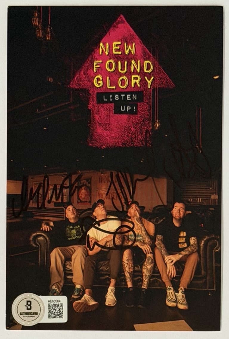 SIGNED NEW FOUND GLORY LISTEN UP ALBUM ART CARD & CD BAS BECKETT COA AUTOGRAPH