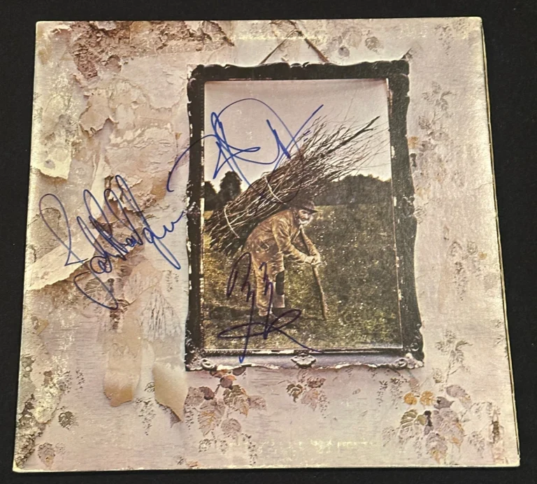 PAGE, PLANT & JONES Signed LED ZEPPELIN IV LP ALBUM COVER Beckett (BAS) LOA