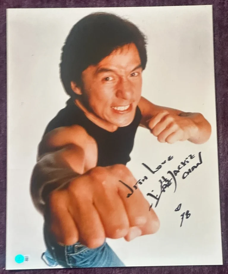 JACKIE CHAN Signed 16x20 PHOTO Beckett Authenticated BAS w/ INSCRIPTION