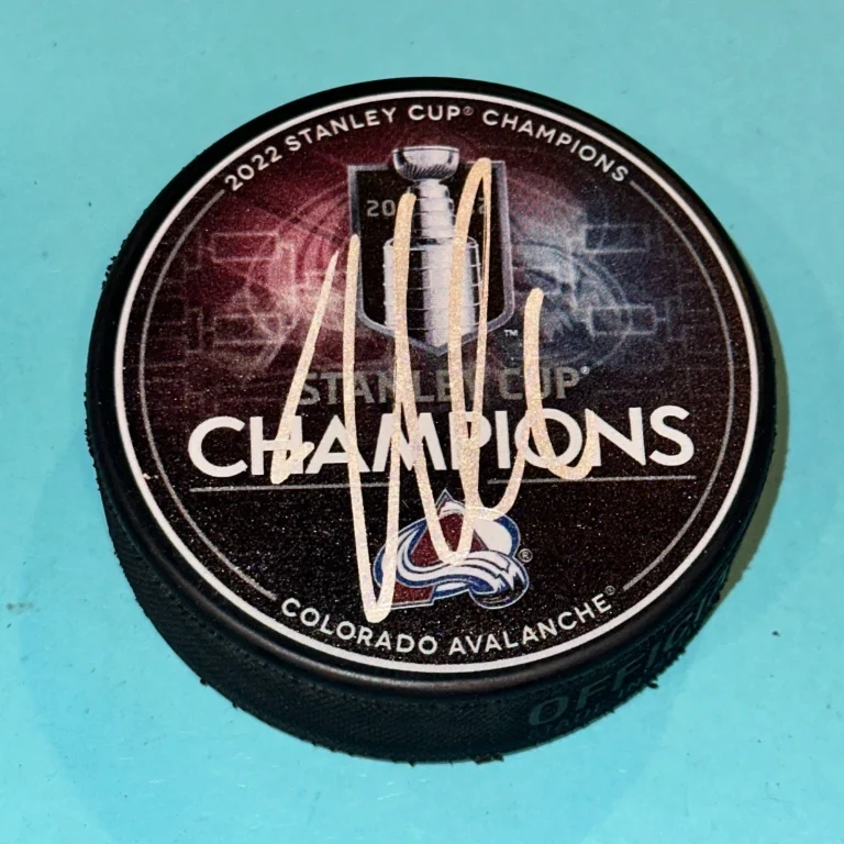 NAZEM KADRI Signed 2022 STANLEY CUP CHAMPS Puck Beckett Auth BAS