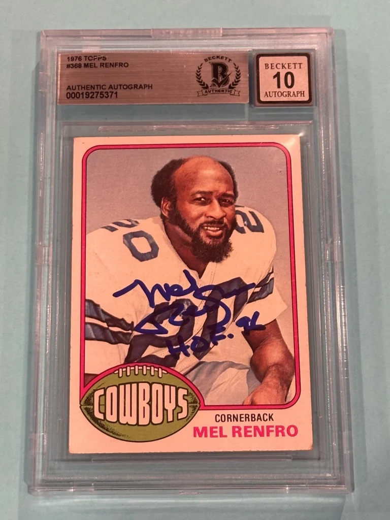 MEL RENFRO Signed 1976 TOPPS Card #368 Beckett BAS AUTO 10 w/ HOF Inscription