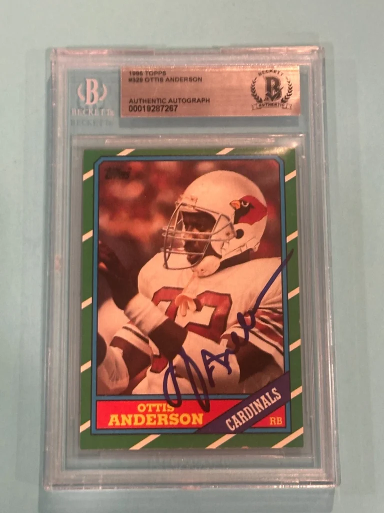OTIS ANDERSON Signed 1986 TOPPS Card #329 Beckett BAS
