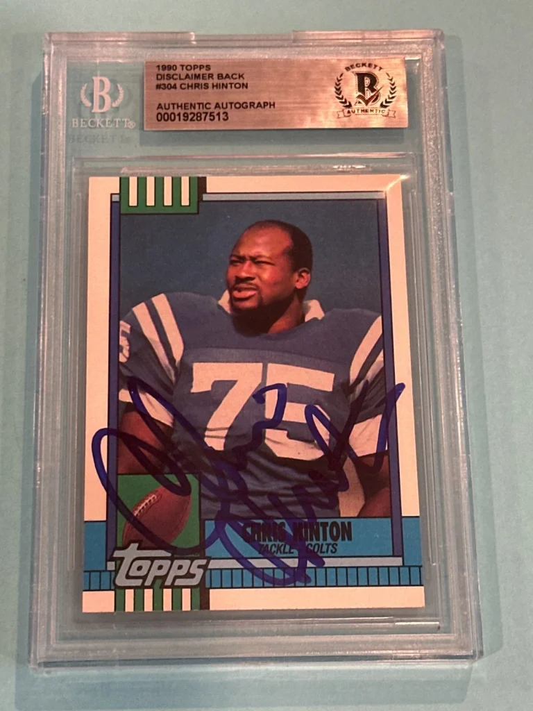 CHRIS HINTON Signed 1990 TOPPS Card #304 Beckett BAS Disclaimer Back