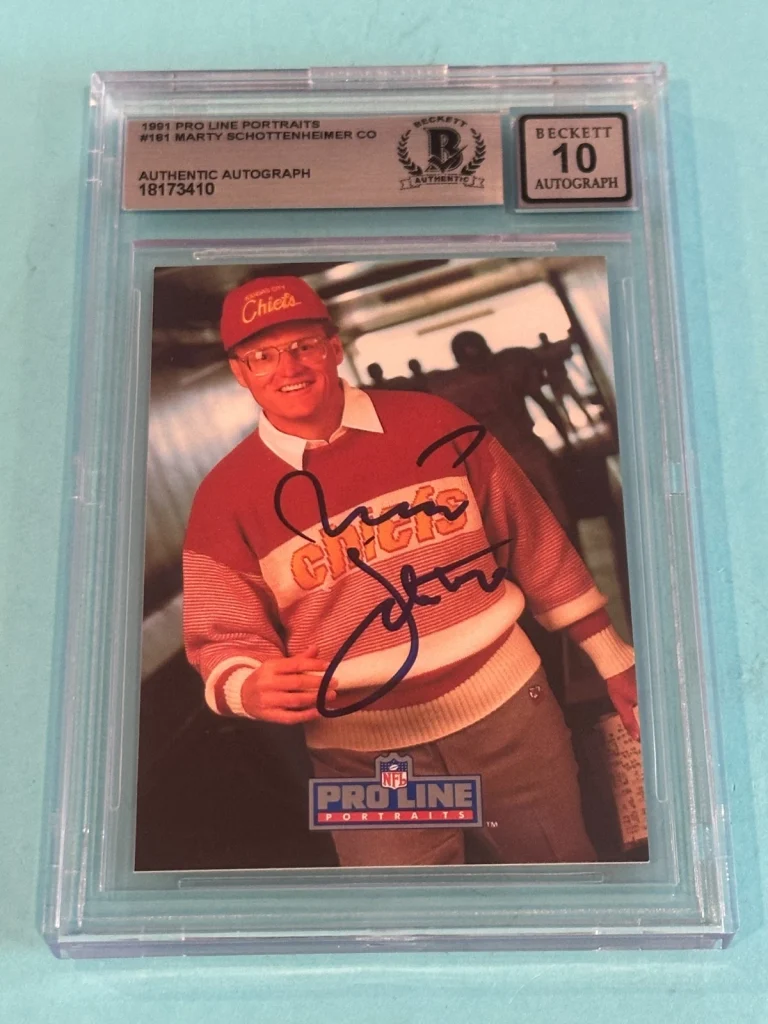 MARTY SCHOTTENHEIMER Signed 1991 PRO LINE PORTRAIT Card #181 Beckett BAS AUTO 10