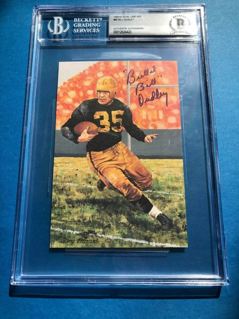 BULLET BILL DUDLEY Signed GOAL LINE ART Card #98 Beckett BAS