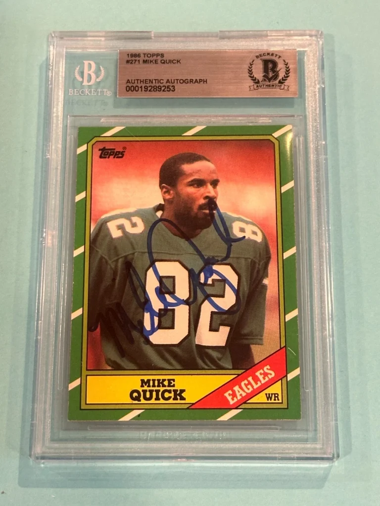MIKE QUICK Signed 1986 TOPPS Card #271 Beckett (BAS)