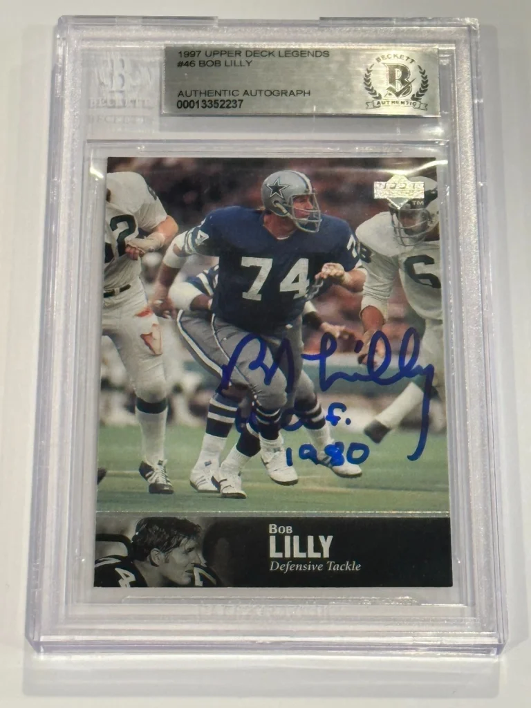 BOB LILLY Signed 1997 UPPER DECK LEGENDS Card #46 Beckett Authenticated BAS