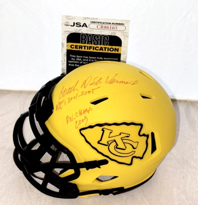 Dick Vermeil signed Kansas City Chiefs Rave mini helmet W/ Inscriptions JSA