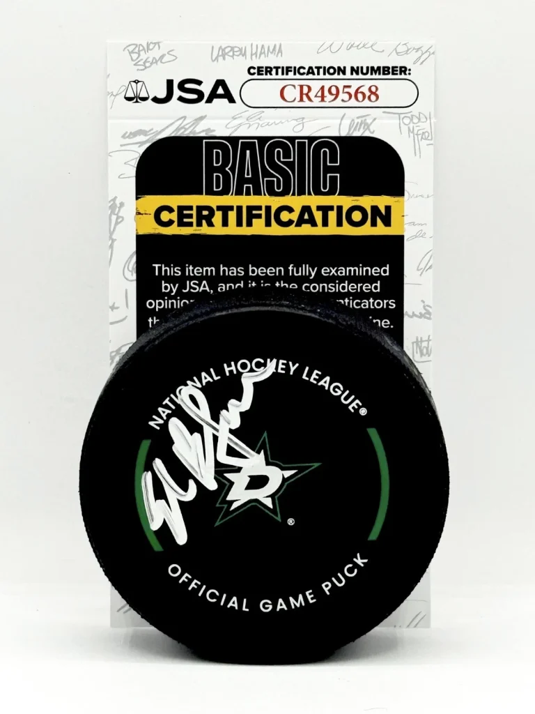 Ed Belfour signed Dallas Stars Official Game Puck autographed JSA COA