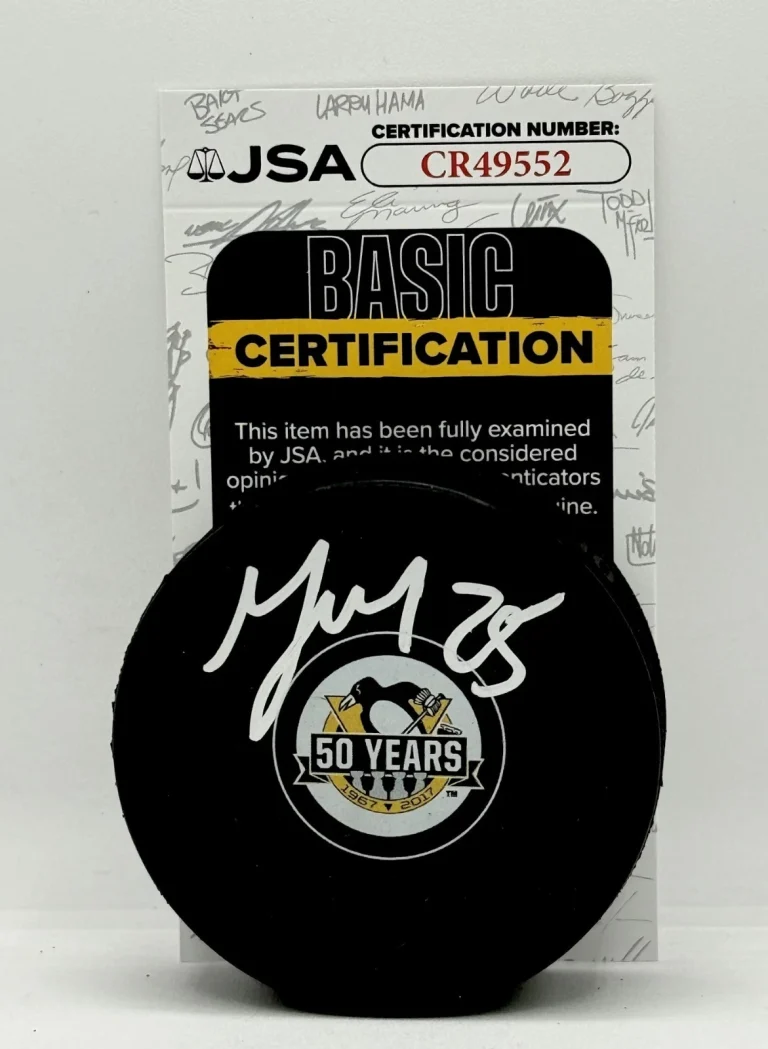 Maxime Talbot signed Pittsburgh Penguins 50th Anniversary Logo Puck JSA COA