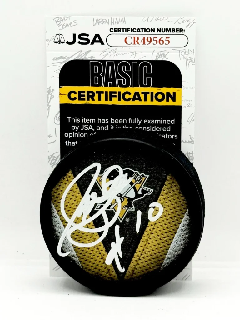 Pierre Larouche signed Pittsburgh Penguins Puck autographed JSA
