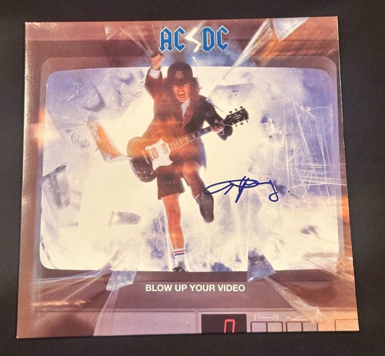 ANGUS YOUNG Signed AC/DC Blow up Your Video LP ALBUM COVER Beckett (BAS) LOA
