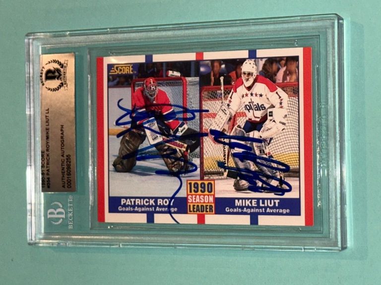 PATRICK ROY & MIKE LIUT LL Signed 1990-91 SCORE Card #354 Beckett BAS