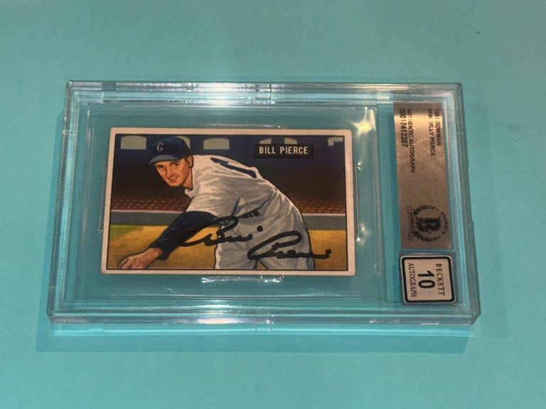BILLY PIERCE Signed 1951 BOWMAN ROOKIE Card #196 Beckett Auth (BAS) AUTO 10 RC