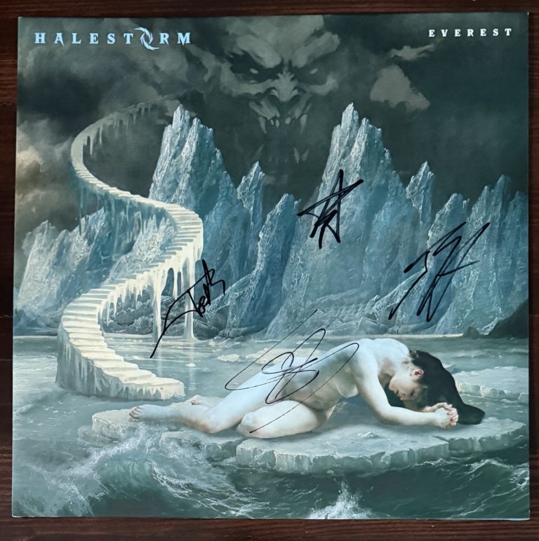Halestorm BAND SIGNED Everest Pink Vinyl LP Cover BAS Beckett COA AUTOGRAPH AUTO