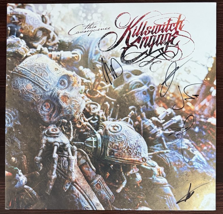 BAND SIGNED COVER KILLSWITCH ENGAGE THE CONSEQUENCE VINYL BECKETT BAS COA AUTO