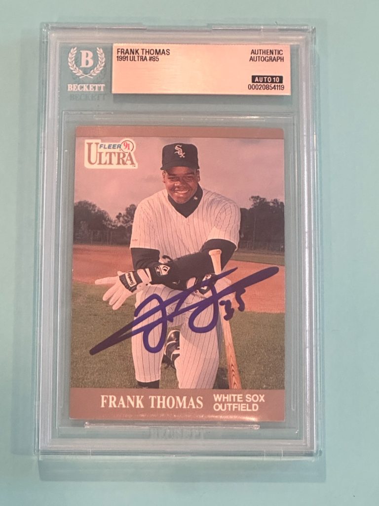 FRANK THOMAS Signed 1991 FLEER ULTRA Card #85 Beckett (BAS) AUTO 10