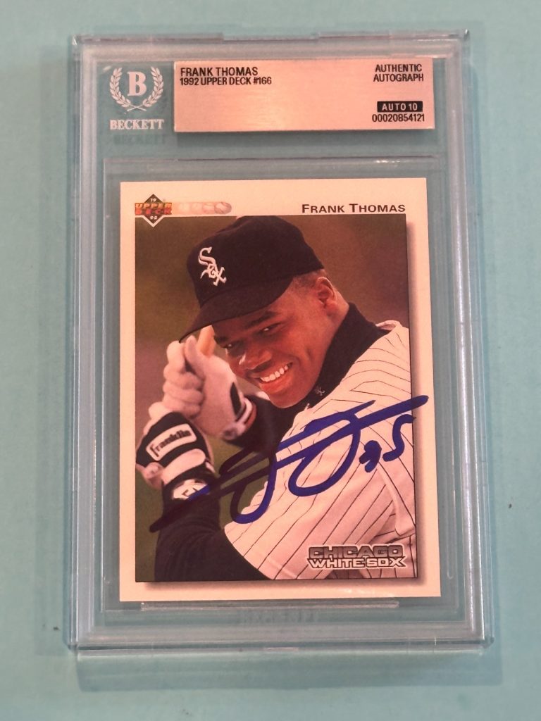 FRANK THOMAS Signed 1992 UPPER DECK Card #166 Beckett (BAS) AUTO 10