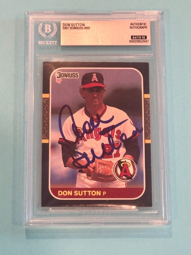 DON SUTTON Signed 1987 DONRUSS Card #181 Beckett (BAS) AUTO 10