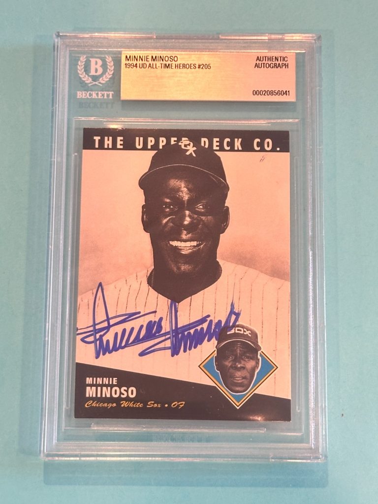 MINNIE MINOSO Signed 1994 UD ALL-TIME HEROES Card #205 Beckett (BAS)