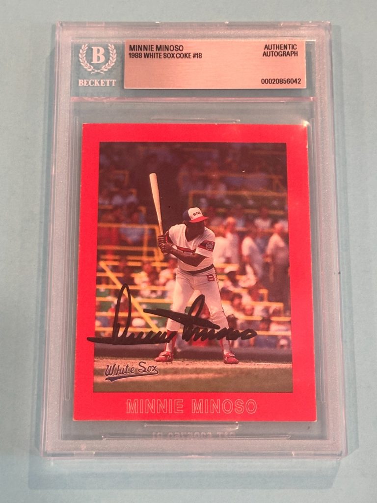 MINNIE MINOSO Signed 1988 WHITE SOX COKE Card #18 Beckett (BAS)