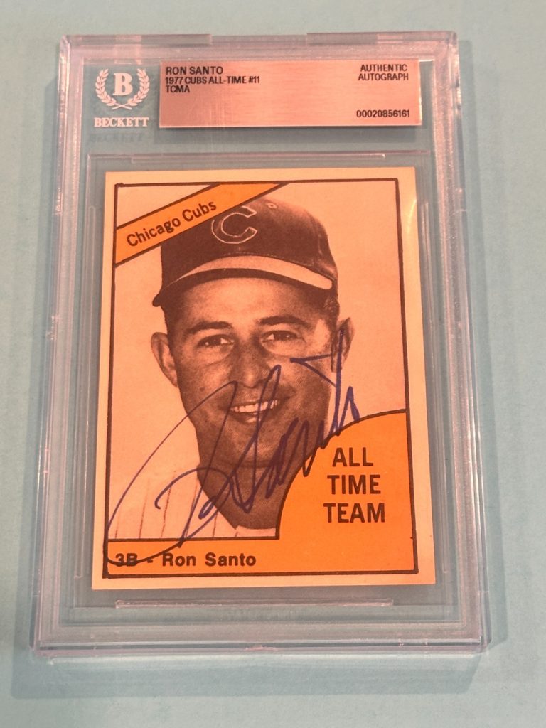 RON SANTO Signed 1977 CUBS ALL-TIME TCMA Card #11 Beckett (BAS)