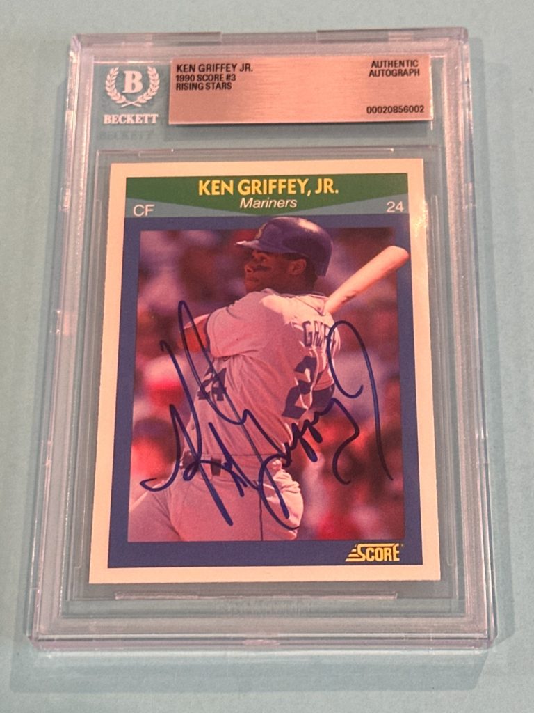 KEN GRIFFEY JR Signed 1990 SCORE RISING STARS Card #3 Beckett (BAS)