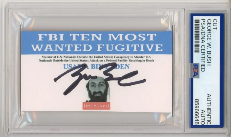 President George W Bush SIGNED Osama Bin Laden FBI Most Wanted PSA DNA COA AUTO